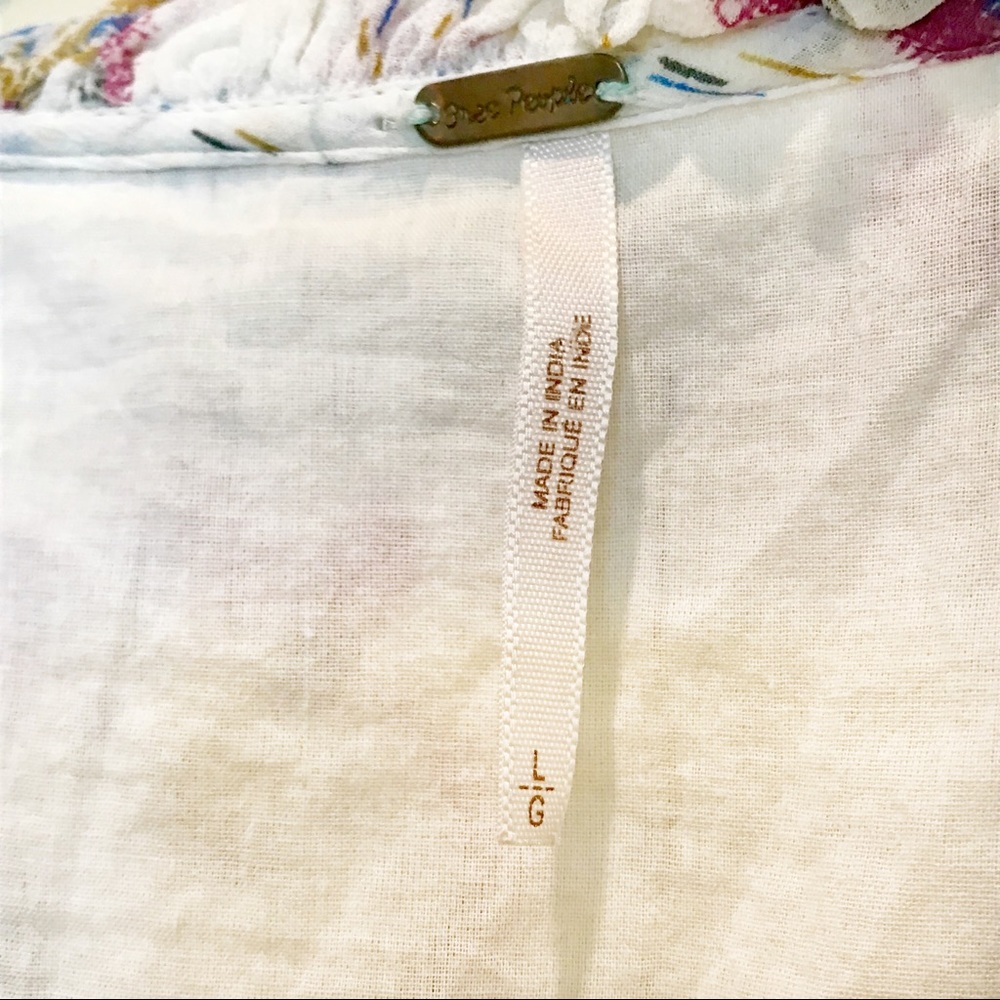 Free People Chiffon Floral Print Skater Dress Sz L - Picture 7 of 8